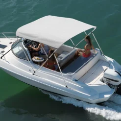 VEVOR 3 Bow Boat Bimini Tops, 600D Polyester Canopy with Aluminum Alloy Frame, Waterproof & Sun Shade Boat Awning Canopy with Storage Bag, 2 Support Poles, 4 Straps, 72