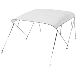 VEVOR 4 Bow Boat Bimini Tops, 600D Polyester Canopy with Aluminum Alloy Frame, Waterproof & Sun Shade Boat Awning Canopy with Storage Bag, 2 Support Poles, 4 Straps, 96"Lx(85"-90")Wx54"H, Light Grey