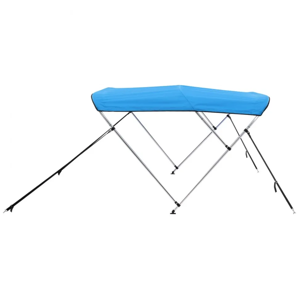 VEVOR 3 Bow Boat Bimini Tops, 600D Polyester Canopy with Aluminum Alloy Frame, Waterproof & Sun Shade Boat Awning Canopy with Storage Bag, 2 Support Poles, 4 Straps, 72"Lx(85"-90")Wx46"H, Pacific Blue