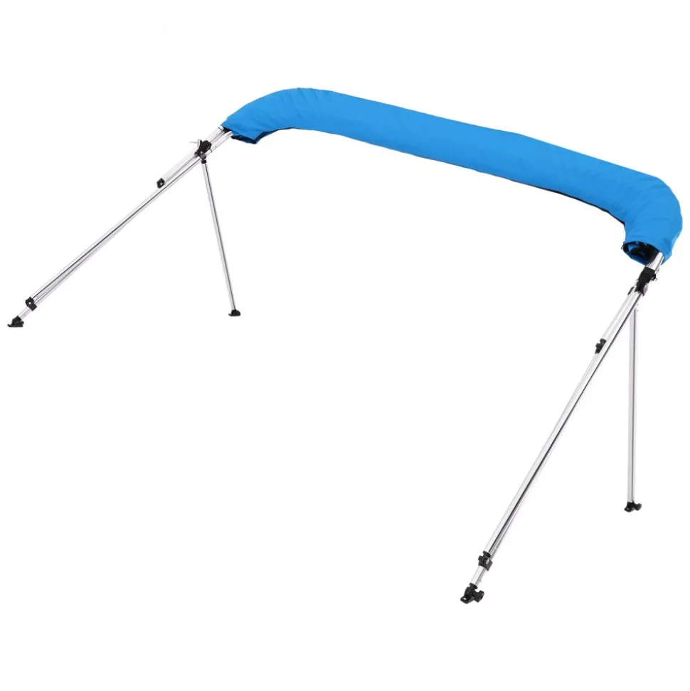 VEVOR 3 Bow Boat Bimini Tops, 600D Polyester Canopy with Aluminum Alloy Frame, Waterproof & Sun Shade Boat Awning Canopy with Storage Bag, 2 Support Poles, 4 Straps, 72"Lx(85"-90")Wx46"H, Pacific Blue