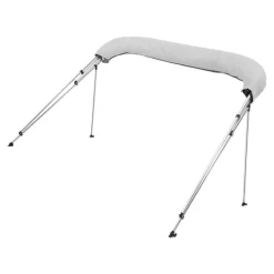 VEVOR 4 Bow Boat Bimini Tops, 600D Polyester Canopy with Aluminum Alloy Frame, Waterproof & Sun Shade Boat Awning Canopy with Storage Bag, 2 Support Poles, 4 Straps, 96"Lx(67"-72")Wx54"H, Light Grey