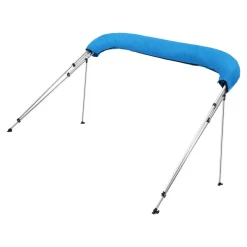 VEVOR 4 Bow Boat Bimini Tops, 600D Polyester Canopy with Aluminum Alloy Frame, Waterproof & Sun Shade Boat Awning Canopy with Storage Bag, 2 Support Poles, 4 Straps, 96"Lx(85"-90")Wx54"H, Pacific Blue