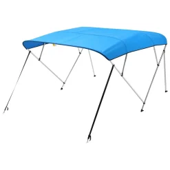 VEVOR 4 Bow Boat Bimini Tops, 600D Polyester Canopy with Aluminum Alloy Frame, Waterproof & Sun Shade Boat Awning Canopy with Storage Bag, 2 Support Poles, 4 Straps, 96"Lx(85"-90")Wx54"H, Pacific Blue