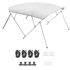 VEVOR 4 Bow Boat Bimini Tops, 600D Polyester Canopy with Aluminum Alloy Frame, Waterproof & Sun Shade Boat Awning Canopy with Storage Bag, 2 Support Poles, 4 Straps, 96