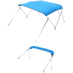 VEVOR 3 Bow Boat Bimini Tops, 600D Polyester Canopy with Aluminum Alloy Frame, Waterproof & Sun Shade Boat Awning Canopy with Storage Bag, 2 Support Poles, 4 Straps, 6'Lx(67
