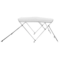 VEVOR 3 Bow Boat Bimini Tops, 600D Polyester Canopy with Aluminum Alloy Frame, Waterproof & Sun Shade Boat Awning Canopy with Storage Bag, 2 Support Poles, 4 Straps, 6'Lx(67"-72")Wx46"H, Light Grey