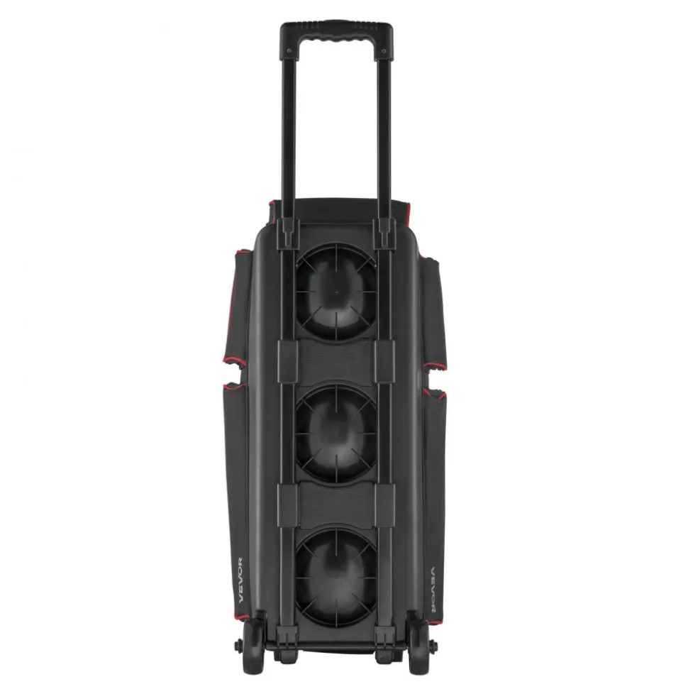 VEVOR Bowling Ball Bag, 3 Ball Double Roller Bowling Bag with Wheels, Featuring a Separate Compartment for Shoes (Up To US Size 16) & Oversized Accessory Pocket, Retractable Handle Extends to 41.34 in