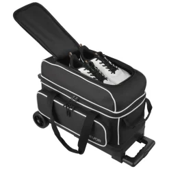 VEVOR Bowling Ball Bag, 2 Ball Double Roller Bowling Bag with Wheels, Featuring a Separate Compartment for Shoes (Up To US Size 16) & Oversized Accessory Pocket, Retractable Handle Extends to 41.32 in
