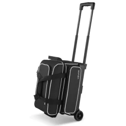 VEVOR Bowling Ball Bag, 2 Ball Double Roller Bowling Bag with Wheels, Featuring a Separate Compartment for Shoes (Up To US Size 16) & Oversized Accessory Pocket, Retractable Handle Extends to 41.32 in