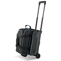 VEVOR Bowling Ball Bag, 2 Ball Double Roller Bowling Bag with Wheels, Featuring a Separate Compartment for Shoes (Up To US Size 16) & Oversized Accessory Pocket, Retractable Handle Extends to 41.32 in