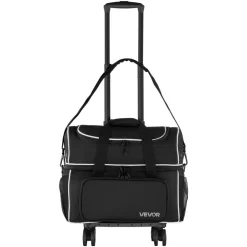 VEVOR Bowling Ball Bag, 2 Ball Four Roller Bowling Bag with Wheels, Featuring a Separate Compartment for Shoes (Up To US Size 16) & Oversized Accessory Pocket, Retractable Handle Extends to 37.4 in
