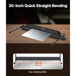 VEVOR Box and Pan Brake, 30 in Sheet Metal Bending Brake, 18-Gauge Capacity, 0-135 Degree Adjustable, Metal Bender Machine, No Wobbling, Heavy-Duty Aluminum Folder for Precise Batch Bending