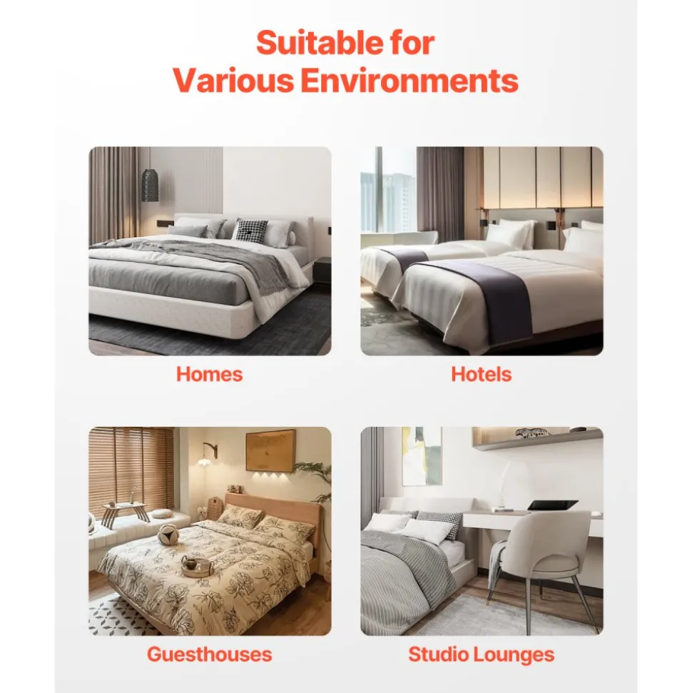VEVOR Box Spring, Queen Size Bed Frame with Washable Fabric Cloth, Heavy Duty Metal Frame for Queen Bed, 4 in Mattress Foundation, 3500 lbs Max Weight Capacity, Easy Assembly, 79.1 L x 59.4 W x 4 H in