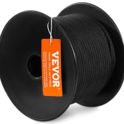 VEVOR Braided Nylon Cord, 3/16 inch by 250 feet, 32-Strand Design, 720 LBS Tensile Strength, Multi-Purpose Black Rope for Outdoor, Tree Work, Hiking, Swinging, and Rescue Operations