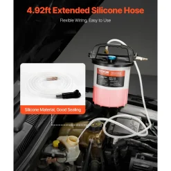 VEVOR Brake Bleeder Kit, 3L Brake Fluid Extractor with 1L Siphon Refilling Bottle & 13 Hose Connectors, Complete Brake Fluid Bleeder Kit with Extended Silicone Hose & Handle, Fit for Most Vehicles