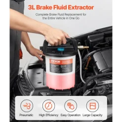 VEVOR Brake Bleeder Kit, 3L Brake Fluid Extractor with 1L Siphon Refilling Bottle & 13 Hose Connectors, Complete Brake Fluid Bleeder Kit with Extended Silicone Hose & Handle, Fit for Most Vehicles