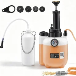 VEVOR Brake Bleeder Kit, 3L Manual Brake Fluid Bleeding Kit with 1L Waste Bottle & 4 Master Cylinder Adapters, One-Person Professional Brake Fluid Pressure Bleeder for Most Vehicles