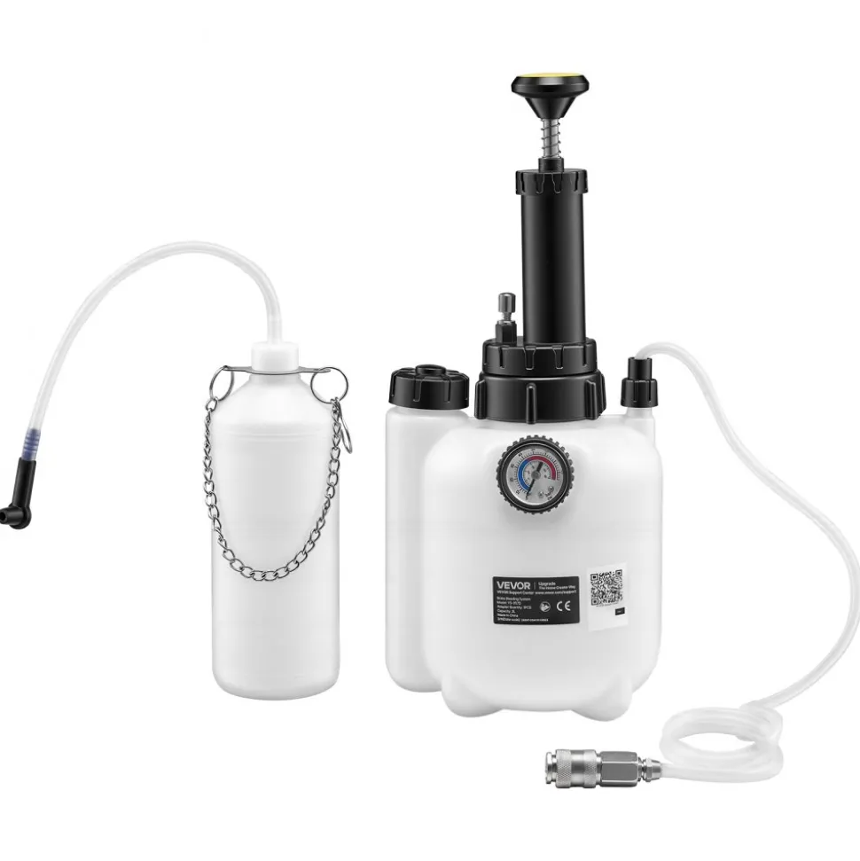 VEVOR Brake Bleeder Kit, 3L Manual Brake Fluid Bleeding Kit with 1L Waste Bottle & 4 Master Cylinder Adapters, One-Person Professional Brake Fluid Pressure Bleeder for Most Vehicles
