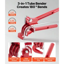 VEVOR 3/16" Brake Line Repair Kit, 45° Single Brake Line Flaring Tool Kit, 25FT Copper-Coated Brake Line with 20 Fittings & 2 Unions, 3-in-1 Tube Bender (1/4", 5/16", 3/8"), Tube Cutter Included