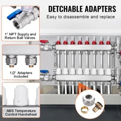 VEVOR 10-Branch Radiant Heat Manifold, 1/2