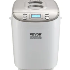 VEVOR Bread Maker, 15-in-1 3LB Dough Machine, Nonstick Ceramic Pan Automatic Breadmaker with Gluten Free Setting, Whole Wheat Bread Making, Digital, Programmable, 3 Loaf Sizes, 3 Crust Colors, White