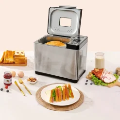 VEVOR Bread Maker, 19-in-1 2LB Dough Machine, Nonstick Ceramic Pan Automatic Breadmaker with Gluten Free Setting, Whole Wheat Bread Making, Digital, Programmable, 3 Loaf Sizes, 3 Crust Colors