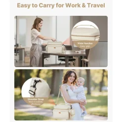 VEVOR Breast Pump Bag, Breast Feeding Bag with Ice Pack, Fits for S1/S2, Pumping Accessories & Breastmilk Storage, Portable Pump Carrying Case for Work, Travel and Family Use, Grey
