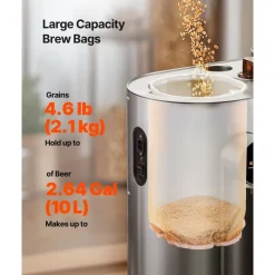 VEVOR Brew Bags, 2 PCS Food Grade Nylon Material Grain Bag, 10 PCS Natural Cotton-Linen Hop Bag, Easy to Clean, Reusable & Ultra-Fine Mesh Home Brewing Bags, Only for Our Automatic Beer Brewer