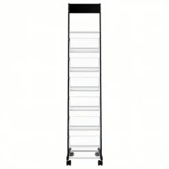 VEVOR Brochure Display Rack, Narrow 6-Tier Magazine Literature Display Stand with Wheels, Metal Floor Standing Magazine Rack, Movable Newspaper Catalog Holders for Shop Exhibitions Office (6 Pockets)