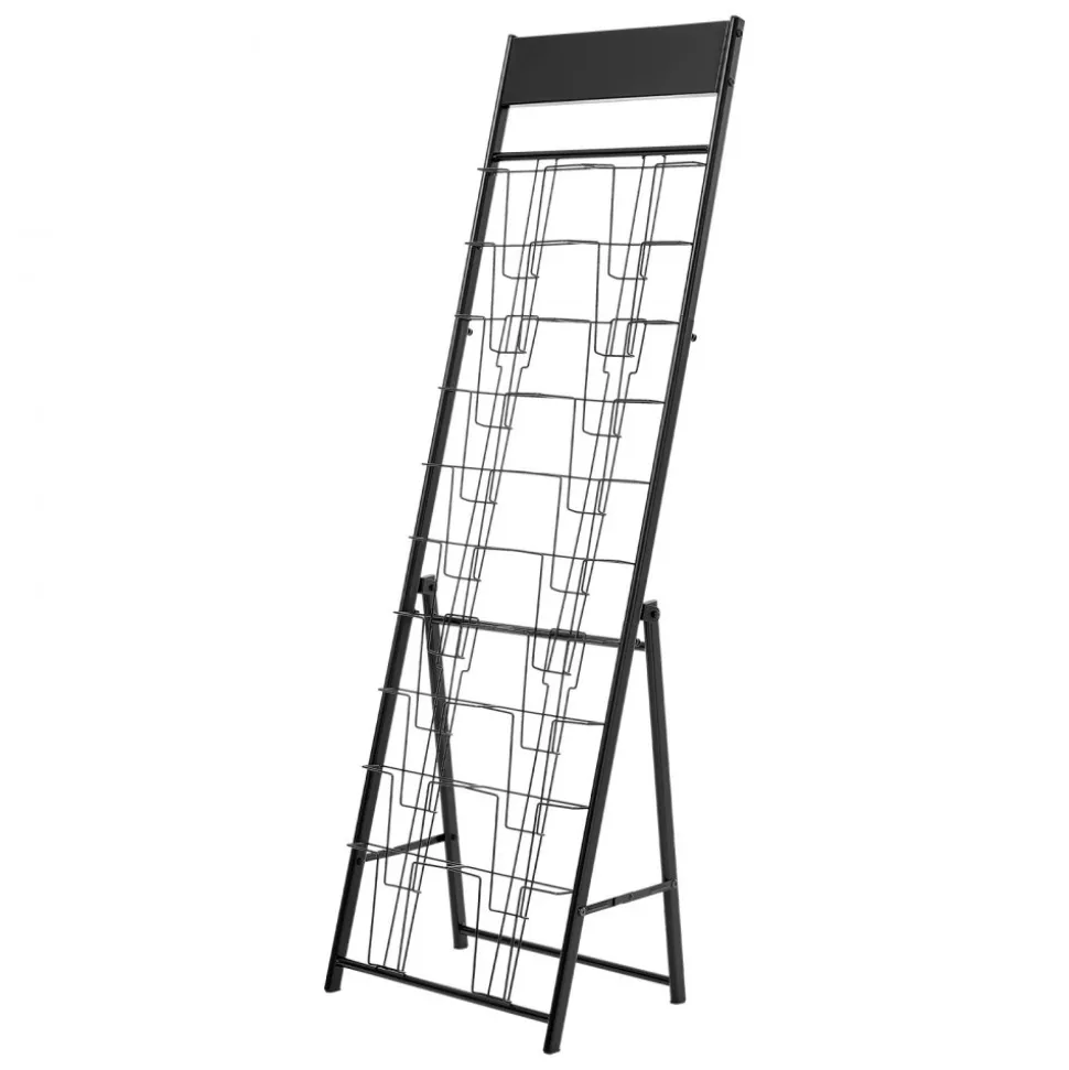 VEVOR Brochure Display Rack, 20 Pockets Magazine Literature Display Stand, Portable Floor Standing Magazine Rack, Metal Newspaper Catalog Holders for Shop, Exhibitions, Office, Trade Show, Black