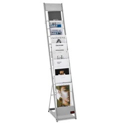 VEVOR Brochure Display Rack, 10 Pockets Magazine Literature Display Stand, Portable Floor Standing Magazine Rack, Metal Newspaper Catalog Holders for Shop, Exhibitions, Office, Trade Show, Silver