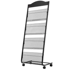 VEVOR Brochure Display Rack, 4-Tier Magazine Literature Display Stand with Wheels, Movable Floor Standing Magazine Rack, Heavy Duty Newspaper Catalog Holders for Shop Exhibitions Office Craft Fairs