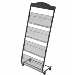 VEVOR Brochure Display Rack, 4-Tier Magazine Literature Display Stand with Wheels, Movable Floor Standing Magazine Rack, Heavy Duty Newspaper Catalog Holders for Shop Exhibitions Office Craft Fairs