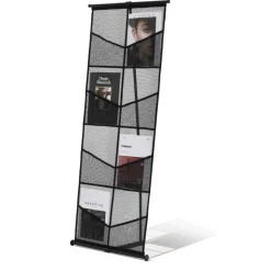 VEVOR Brochure Display Stand, 4-Tier 8 Pockets Mesh Literature Display Holder, Floor Standing Magazine Newspaper Catalog Rack, Lightweight and Portable with Carrying Bag for Shop Exhibitions Office