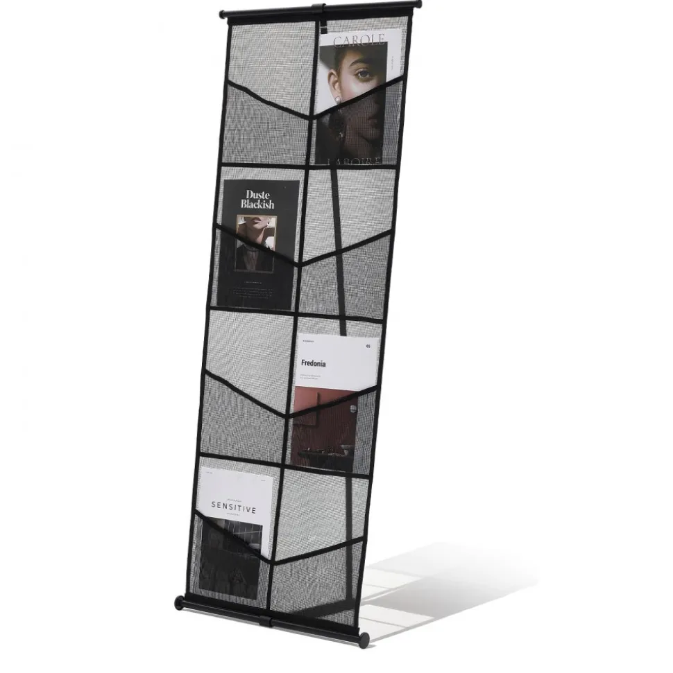 VEVOR Brochure Display Stand, 4-Tier 8 Pockets Mesh Literature Display Holder, Floor Standing Magazine Newspaper Catalog Rack, Lightweight and Portable with Carrying Bag for Shop Exhibitions Office