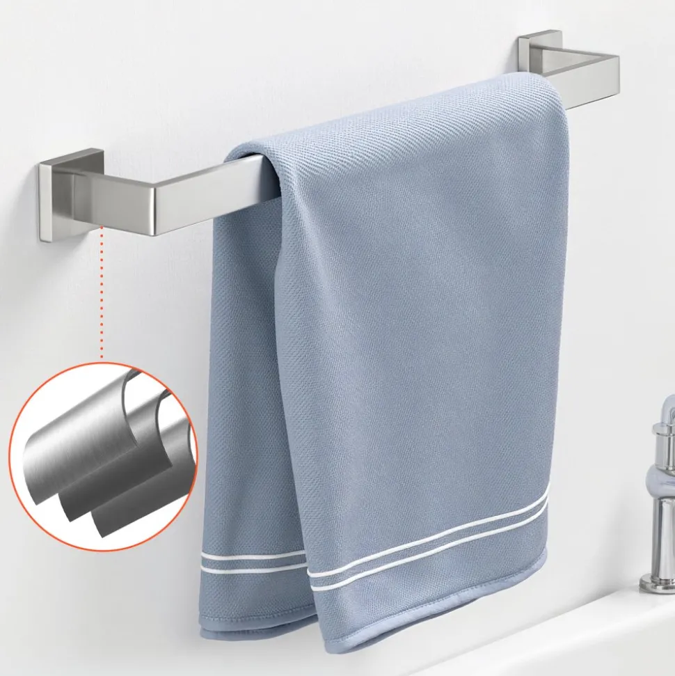 VEVOR Brushed Nickel Bathroom Hardware Set, 5 Pieces Bathroom Accessories Set, Stainless Steel 24 inch Towel Bar, Towel Rack, 2 Robe Towel Hooks, Toilet Paper Holder for Bath Room, Wall Mounted