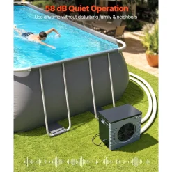 VEVOR 14710 BTU Pool Heat Pump, Electric Pool Heater for Above Ground Up to 3962 Gallons, Max COP 5.13, Heating & Cooling Dual Mode, Low Noise Smart Inverter Compressor, GFCI Protection for Swimming