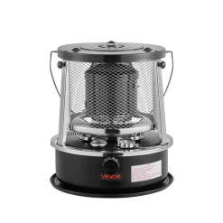 VEVOR 9000 BTU Portable Kerosene Heater & Stove, 2 in 1 Non-Electric Indoor Outdoor Heater with Adjustable Height & Flame & Easy Storage,for Camping, Hunting, Cooking, Home, Garage, Black