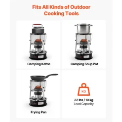 VEVOR 9000 BTU Portable Kerosene Heater & Stove, 2 in 1 Non-Electric Indoor Outdoor Heater with Adjustable Height & Flame & Easy Storage,for Camping, Hunting, Cooking, Home, Garage, Black