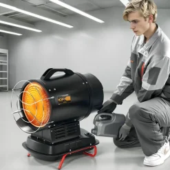 VEVOR 70000 BTU Radiant Kerosene Diesel Heater, Portable Industrial Space Heater with Adjustable Temp & Handle, Ideal for Jobsite/Garage/Warehouse/Workshop Construction Heating,Black