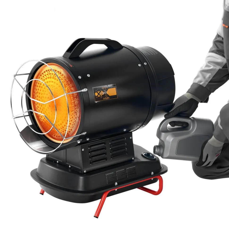 VEVOR 70000 BTU Radiant Kerosene Diesel Heater, Portable Industrial Space Heater with Adjustable Temp & Handle, Ideal for Jobsite/Garage/Warehouse/Workshop Construction Heating,Black
