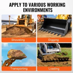 VEVOR Bucket Tooth Bar, 72'', Heavy Duty Tractor Bucket 9 Teeth Bar for Loader Tractor Skidsteer, 4560 lbs Load-Bearing Capacity Bolt On Design, for Efficient Soil Excavation and Bucket Protection
