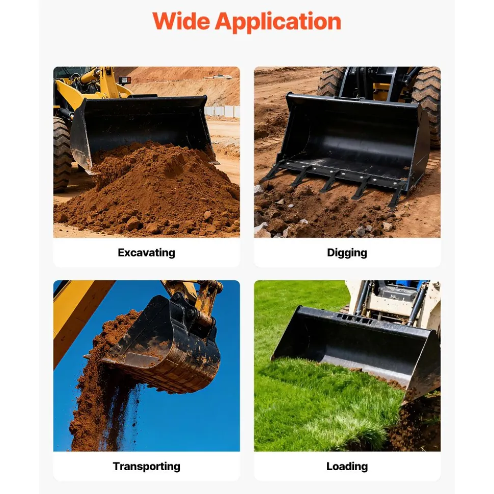 VEVOR Bucket Tooth Bar, 46 in Heavy Duty 5 Teeth Tractor Bucket Bar for Loader Tractor Loader Skidsteer, 4560 lbs Load Capacity, Bolt On Teeth Bars for Buckets Protection Efficient & Soil Excavation