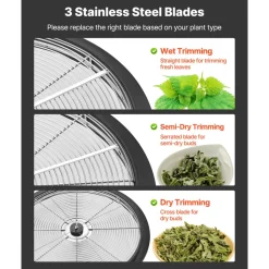 VEVOR Bud Leaf Bowl Trimmer, 19 in Manual Bud Trimmer, with Sharp Stainless Steel Blades, Visual Cutting, Wet & Dry Hydroponic Cutting Machine, Twisted Spin Cut for Plants Leaves Buds Flowers
