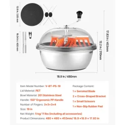 VEVOR Bud Leaf Bowl Trimmer, 19 in Manual Bud Trimmer, with Sharp Stainless Steel Blades, Visual Cutting, Wet & Dry Hydroponic Cutting Machine, Twisted Spin Cut for Plants Leaves Buds Flowers