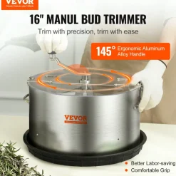VEVOR Bud Leaf Trimmer, 16 inch Stainless Steel Manual Bud Trimmer Machine, with Clear PET Cover for Visual Cutting, Hand Pruners Included, for Cutting Leaves, Buds, Flowers, Hydroponic Plants
