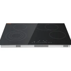 VEVOR Built in Electric Stove Top, 30.3 x 20.5 inch 4 Burners, 240V Glass Radiant Cooktop with Sensor Touch Control, Timer & Child Lock Included, 9 Power Levels for Simmer Steam Slow Cook Fry