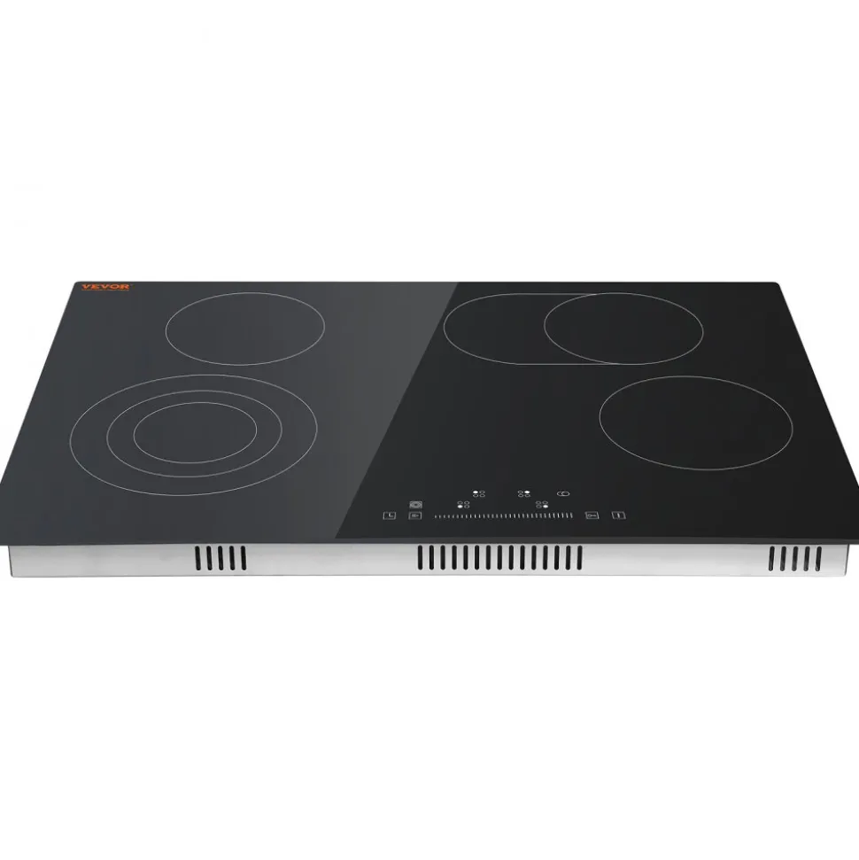 VEVOR Built in Electric Stove Top, 30.3 x 20.5 inch 4 Burners, 240V Glass Radiant Cooktop with Sensor Touch Control, Timer & Child Lock Included, 9 Power Levels for Simmer Steam Slow Cook Fry