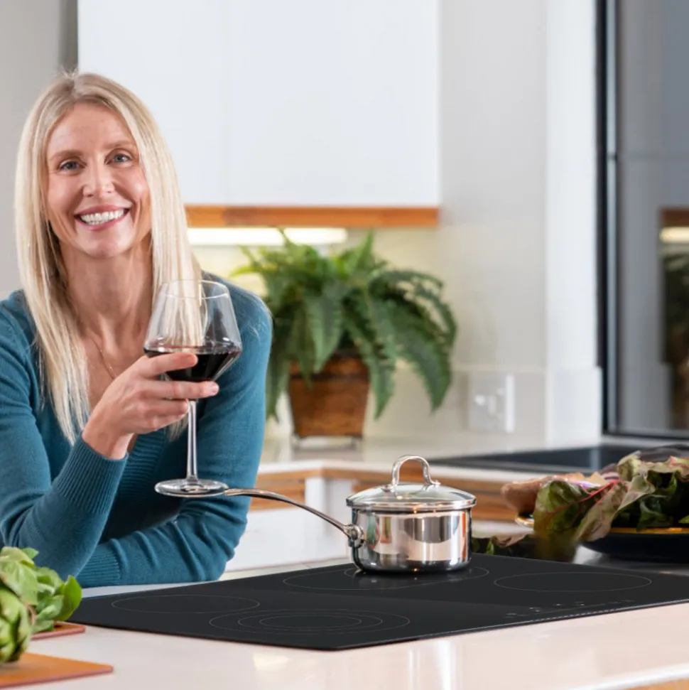 VEVOR Built in Electric Stove Top, 30.3 x 20.5 inch 4 Burners, 240V Glass Radiant Cooktop with Sensor Touch Control, Timer & Child Lock Included, 9 Power Levels for Simmer Steam Slow Cook Fry