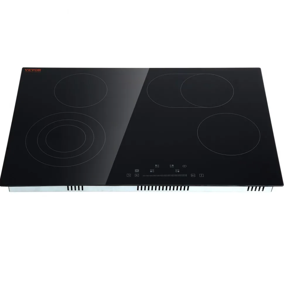 VEVOR Built in Electric Stove Top, 30.3 x 20.5 inch 4 Burners, 240V Glass Radiant Cooktop with Sensor Touch Control, Timer & Child Lock Included, 9 Power Levels for Simmer Steam Slow Cook Fry